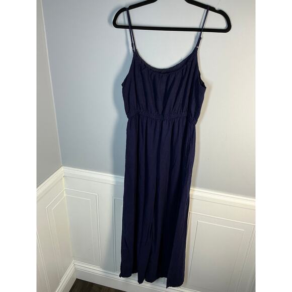 Haute Hippie, Size Small, Navy Blue Linen Wide Leg Jumpsuit, Relaxed, Maxi Look - Picture 4 of 5